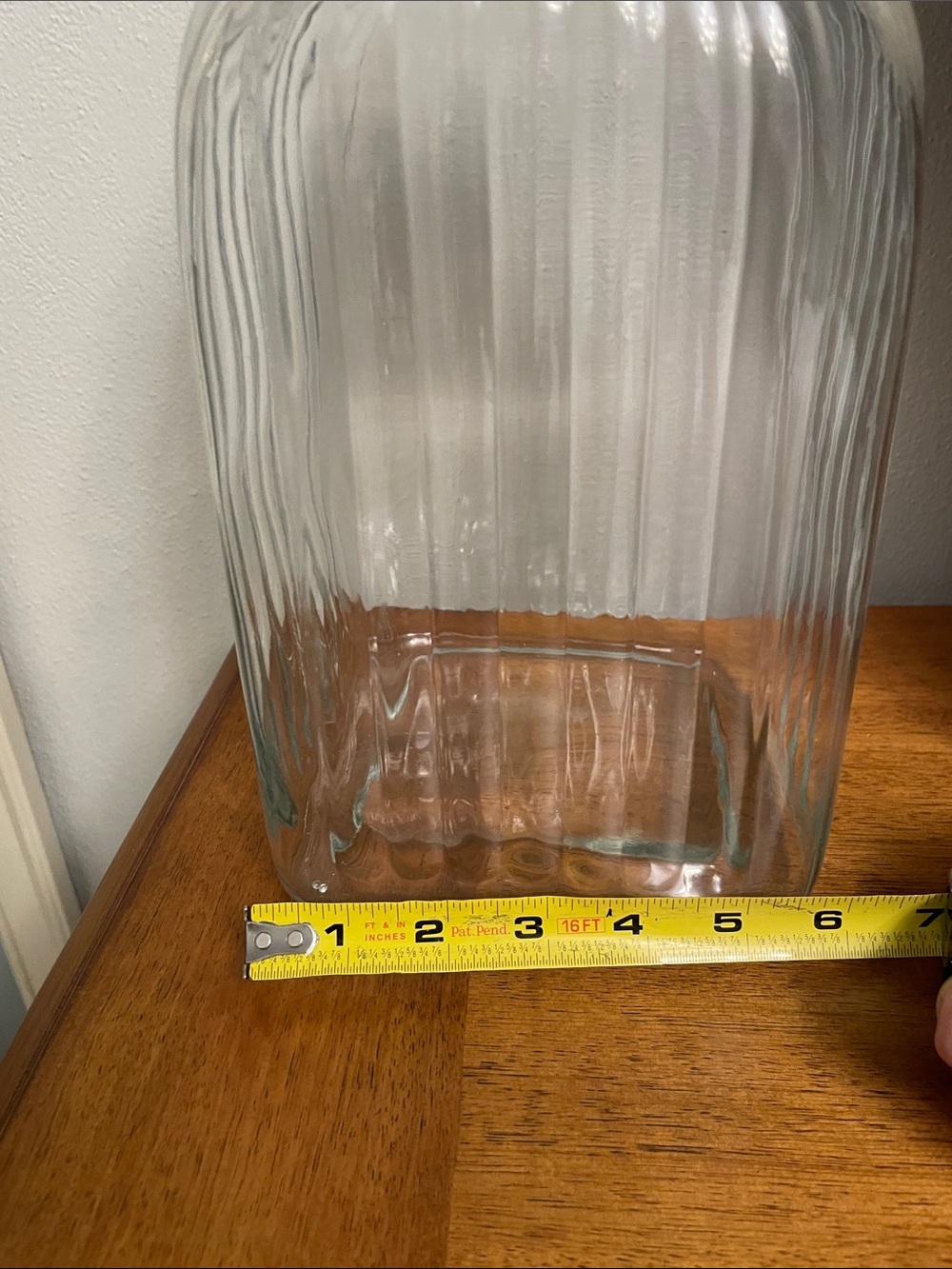 Large Ribbed Clear Glass Apothecary Jar Canister with Decorative Pewter Lid - Picture 13 of 14
